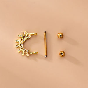 Piercing Sexy Jewelry Pezón Anillo 316L Acero inoxidable Chapado en oro Zircon Pezón Anillos - Product Image 4