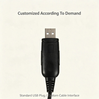 Kabel Pemrograman DC Custom USB Sudut Kanan Dual Jack 3.5mm Kuningan untuk Konfigurasi Radio Dua Arah Walkie Talkie Kabel Data