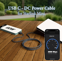 Kabel Daya Starlink Mini USB-C PVC DC Tahan Air Transmisi Daya Stabil Kabel Pengganti Warna Hitam untuk Penggunaan di Mobil Kompatibel