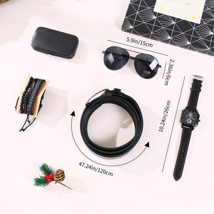 Coffret cadeau pour homme, montre, lunettes de soleil, ceinture, bracelet, coupe-ongles, boîte cadeau de fête, style Noël durable - Product Image 1