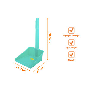 Multi Color Plastic Dustpan <b>Brush</b> Set Eco-Friendly 2 1 Small Lightweight Long Handle Broom Hard Bristles Portable Floor <b>Cleaning</b> - Product Image 3