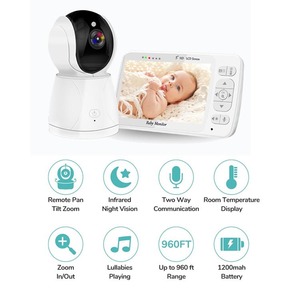 Moniteur bébé sans fil avec double audio, détection de température ambiante bidirectionnelle, batterie rechargeable intégrée, veilleuse infrarouge - Product Image 2