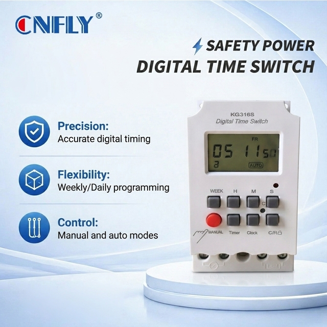 CNFLY Max.25A 220V 1-6 Hours Delay Smart Battery Operated Digital Timer Switch 50/60Hz Programmable Microcontroller Time Switch