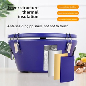 Stainless Steel Insulation Bucket Milk Tea Sugar Stall Double-layer Large Capacity Rice Soup OEM Insulated Food <b>Container</b> - Product Image 3