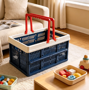 Panier de rangement pliable en plastique avec poignée, organisateur portable pour la maison, le coffre de voiture, la cuisine, le <span class=keywords><strong>camping</strong></span> et les pique-niques - Product Image 3