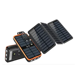 5 Uitgang Ingebouwde Kabel Draadloze Opladen Waterdicht Solar Telefoon Oplader 20000Mah Zonnepaneel Power Bank Voor Iphone 13