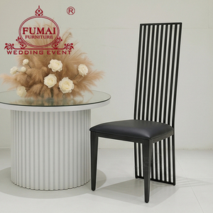 FUMAI Modern Black Slat <b>Back</b> Hotel <b>Chair</b> PU Leather Seat Tapered Legs Indoor Commercial Furniture - Product Image 1