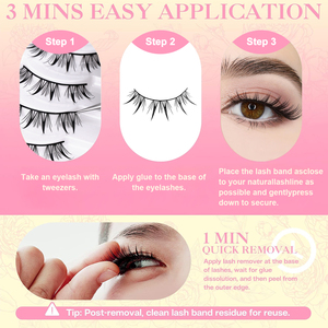 Ciglia ZYM-DBP-09 arricciate naturali sintetiche ecologiche ciglia a striscia intera in fibra chimica domestica vegana - Product Image 6