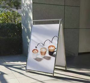 Expositor Publicitario de Doble Cara en Forma de A, Soporte de Pie para Póster, Letrero Práctico, Cartel de Acero Inoxidable - Product Image 2