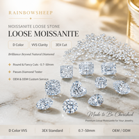 Rainbowsheep Pierre de Moissanite Créée en Laboratoire, Couleur D, VVS1, Taille Brillant 3EX, Certifiée NGTC, pour la Fabrication de Bijoux, OEM ODM Personnalisé