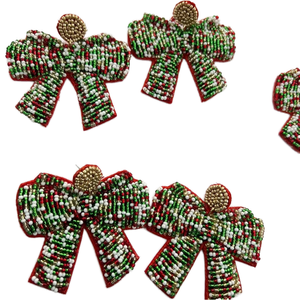 Pendientes de tuerca de alas con cuentas de semillas clásicas personalizadas a la moda, joyería elegante con lazo de perlas, accesorios de moda para fiestas de Navidad - Product Image 5