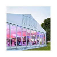 Carpa de Lujo con Paredes de Vidrio y Estructura de Aluminio, Resistente, 16x32m, Carpa para Fiestas, Impermeable, con Cubierta de PVC para Bodas y Eventos