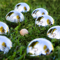 Jeu de boules/pétanque en acier inoxydable avec 3 boules durables pour les sports de plein air sur la pelouse de la cour