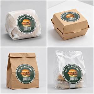 Étiquette autocollante ronde en vinyle imperméable et résistante à la chaleur pour sandwich au poulet, avec code-barres pour l'emballage alimentaire - Product Image 6