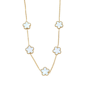 Collar de Flor de Cinco Pétalos de Madreperla de Doble Cara al por Mayor, Joyería de Lujo de Acero Inoxidable y Titanio - Product Image 5