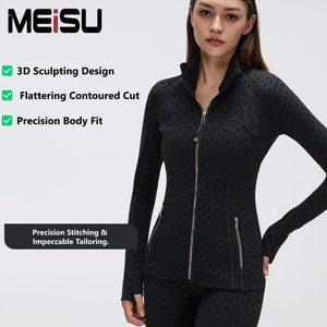 Lulu Style Dames Yoga Set Nulu Gevoerde Jas Hoge Taille Fitness Leggings Zwarte Polka Dot Design Yoga Kleding Workout Tops Te Koop - Product Image 1