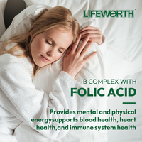 Capsules du complexe de vitamine B LIFEWORTH comprenant de l'acide folique et des vitamines B à spectre complet pour la santé immunitaire du cerveau