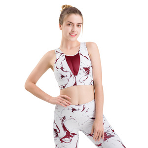 Las mujeres de blanco de malla impreso ropa de fitness cobertura completa escote Sexy <span class=keywords><strong>transparente</strong></span> Yoga deportes Bra - Product Image 5