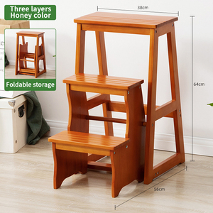 <span class=keywords><strong>Escalera</strong></span> Plegable Multiusos 2 en 1, Diseño Convertible, Certificación EN131, <span class=keywords><strong>Escalera</strong></span> <span class=keywords><strong>de</strong></span> <span class=keywords><strong>Madera</strong></span> <span class=keywords><strong>de</strong></span> <span class=keywords><strong>3</strong></span> <span class=keywords><strong>Peldaños</strong></span> para Cocina, Biblioteca, Aula - Product Image 2