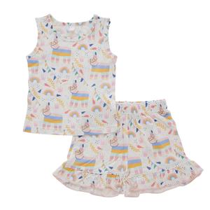 Neonato Design personalizzato vendita calda abbigliamento per bambini abbigliamento per bambini abiti per ragazze traspiranti 2 pezzi pigiama a costine in cotone set di vestiti per bambini - Product Image 4