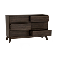 Buffet élégant couleur noyer cacao HIRADO 1,2 m avec pieds en chêne malaisien, design scandinave moderne, panneau stratifié