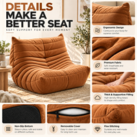 Kastanienbrauner Samtiger Premium-Stoffsessel Waschbarer Bezug Dicke Komfortable Füllung Ergonomisches Kontur-Raupensofa