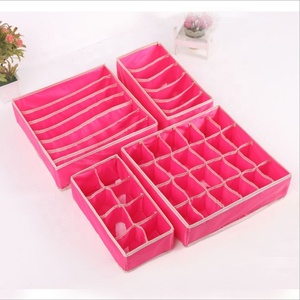 4PCS Underwear Bra Organizer <strong>Storage</strong> Box 2 Colors <strong>Beige</strong>/Rose Drawer Closet Organizers <strong>Boxes</strong> for Underwear Scarfs Socks Bra - Product Image 2