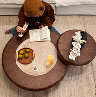 Table basse mobile haut de gamme pour salon, mobilier d'appartement, style crème, cadre en bois moderne, rangement multifonctionnel, portable