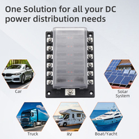 Boîtier de fusibles automobile 12 voies avec indicateur LED de fusible soufflé 180 °   Supports de couvercle rotatifs pour disjoncteurs de type fusible DC 32V