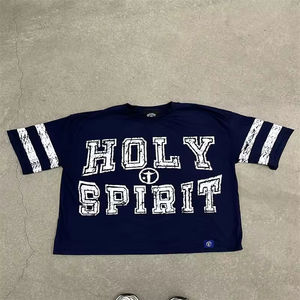 Vintage Cotton High Quality Heavyweight Short Tshirts Hip Hop Screen Print Custom Distressed Acid <b>Wash</b> T-Shirt for Men - Product Image 1