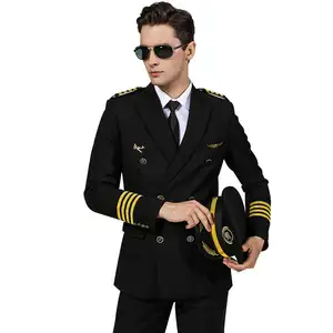 AI-MICH航空パイロットの制服スーツキャプテン空の少ないコートマン年次会議ドレスカスタマイズ卸売ユニーク