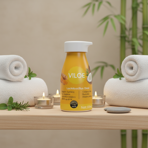 นม<span class=keywords><strong>มะพร้าว</strong></span>ขมิ้นวิโล ผสมโปรไบโอติกจากแบคทีเรียกรดแลคติก เครื่องดื่มเพื่อสุขภาพทางเดินอาหาร เครื่องดื่มธรรมชาติปราศจากนมในขวด - Product Image 1