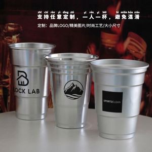 Wholesale Classic Aluminum Cold Drink Cups Bar Party Beer Mugs Rolled Edge Custom Logo Reusable Food-grade Custom Color/Size - Product Image 3