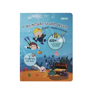 Buku Anak Bersuara piccionario para niños, libros de sonido bilingüe, árabe, indonesio, inglés, para diversión, venta al por mayor