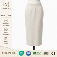 Jupe mi-longue en maille naturelle respirante blanche, taille élastique, mi-mollet, décontractée, pour femme, tenue de bureau estivale
