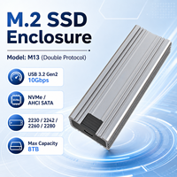 Boîtier SSD M.2 NVMe SATA sans outil, 10 Gbps, Type C, double protocole, boîtier de disque SSD RTL9210B, max 8 To, boîtier en aluminium M13