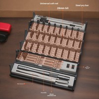 Jeu de tournevis de précision 128-en-1, finition gris phosphaté, rangement en spirale, porte-embouts magnétique pour téléphone et ordinateur