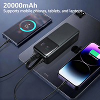 Batterie externe 20000mAh 45W avec câble intégré, charge rapide, chargeur portable avec écran numérique pour iPhone 15 16 17 Pro