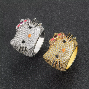 Hip Hop <b>Ring</b> Cute Cartoon Male and Female <b>Couple</b> <b>Ring</b> Zircon <b>Ring</b> - Product Image 2