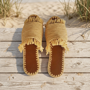 Handmade Straw Raffia Outdoor Slippers Open Toe Breathable Summer Women Girls Slide Sandals - Product Image 4