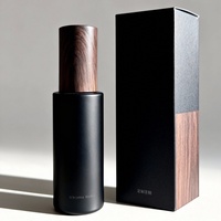 Flacon pompe en verre noir mat format voyage pour huile à barbe homme, flacon compte-gouttes, emballage cosmétique, stock disponible, vente en gros