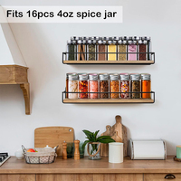 Étagère à épices multifonctionnelle pour cuisine, organiseur de bureau à 2 niveaux, conteneur de rangement en métal et bambou pour cuisine, organiseur d'épices pour cuisine