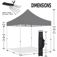 Tente de marché en gros personnalisée de haute qualité pour l'extérieur, tente ignifuge et ignifuge 600D, tente publicitaire pop-up 10x10 pieds