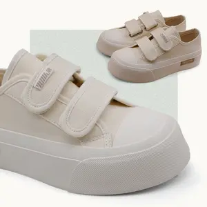 SUNBORN Sunborn鞋学院风格douSUNBORNe Velcro帆布鞋女2023新款全配小白懒人鞋