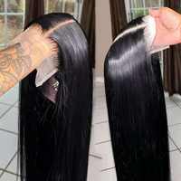 Peluca de Cabello Humano Virgen Vietnamita de 40 Pulgadas, Liso Extremo, con Encaje Frontal Completo Transparente 13*6, Pelucas SDD