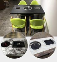 Ensemble de table à manger coréenne d'intérieur en acier laminé à froid résistant à la rouille, avec barbecue au gaz/charbon et grill Teppanyaki pour Shabu Hot Pot