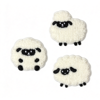 Patchs en chenille en gros, mignons moutons de dessin animé, appliques brodées thermocollantes pour vêtements d'enfants, jeans, vestes, sacs à dos