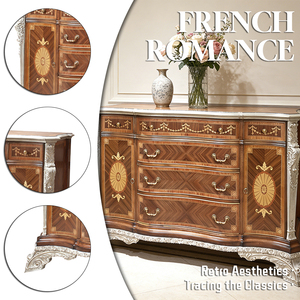 Meuble ancien exquis pour la maison, commode en bois pour salon, buffet vintage en bois massif avec feuille d'<span class=keywords><strong>argent</strong></span> de luxe - Product Image 2