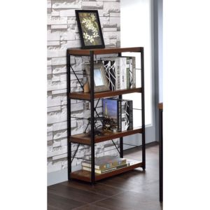 DB chêne patiné et mélamine noire bibliothèque à 3 étagères rustique salon chambre meubles pour bureau à domicile salon stockage - Product Image 1