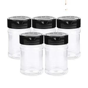 Kitchen Accessories Mini Empty Clear Plastic Pet Spice Salt Pepper Herb Seasoning Shaker Storage Jar Container With Flip Top Lid